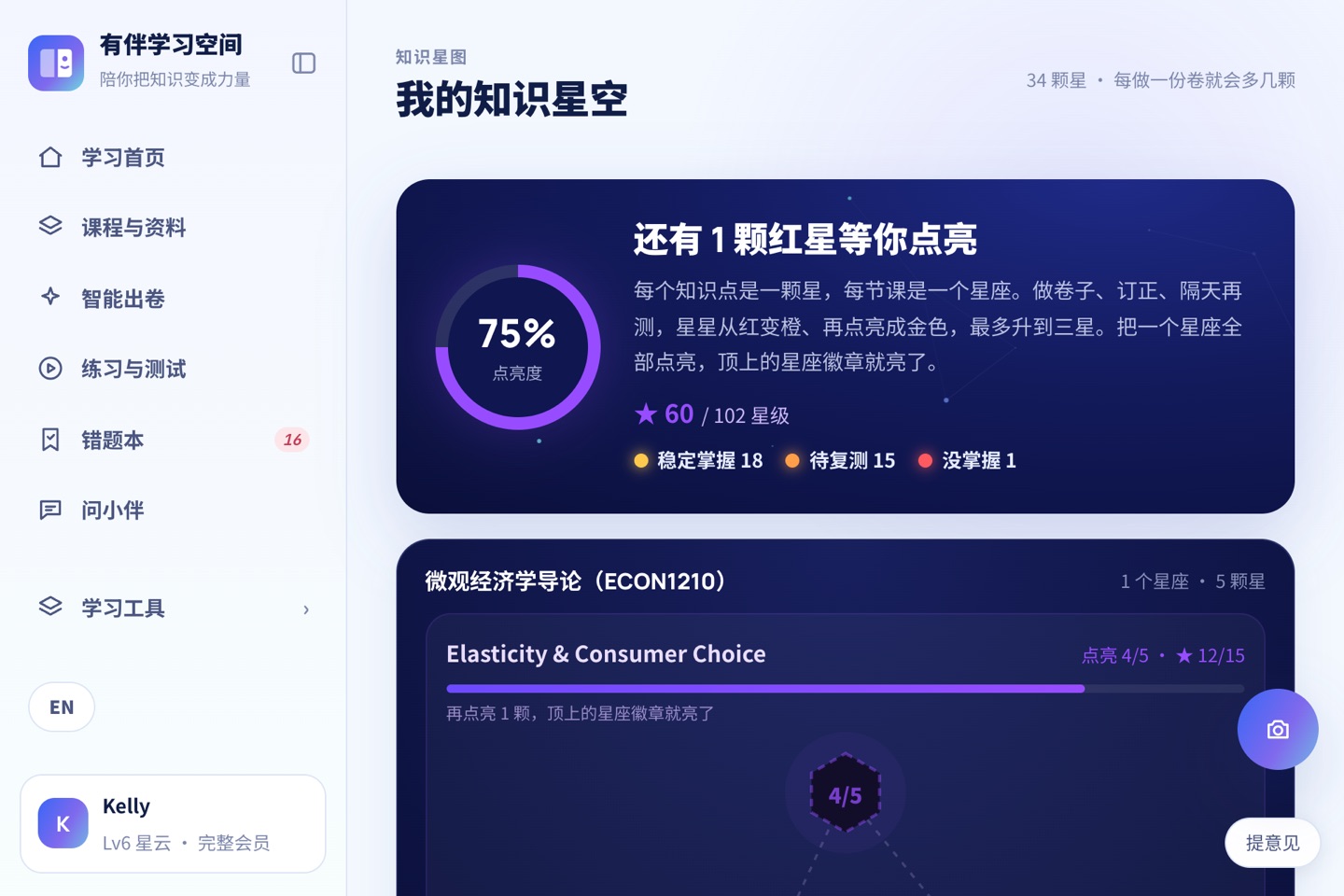 知识星图：ECON1210 一节课的知识点像天赋树一样分层点亮